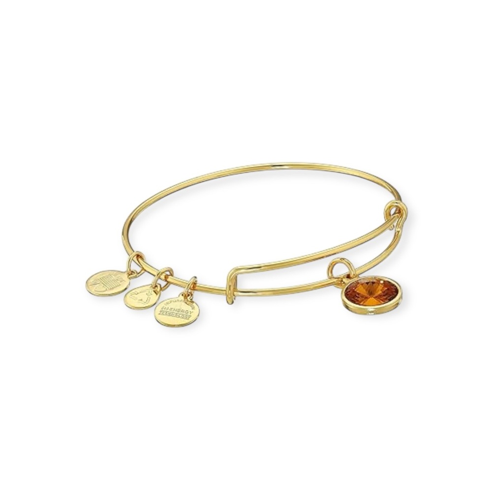 Alex and Ani 𖦹 Topaz November Birthstone Expandable Wire Bracelet Bangle 𖦹 Gold
